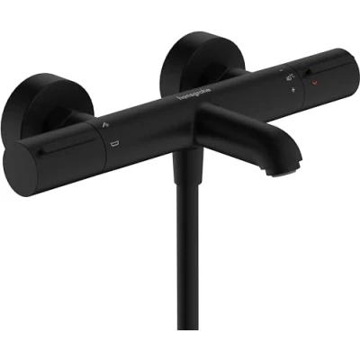 Image de hansgrohe Ecostat Element Mitigeur baignoire thermostatique, Robinet de apparent avec arrêt sécurité (SafetyStop) à 40C, Thermostat 2 sorties, Noir mat, 13347670