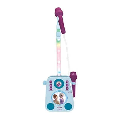 Image de LEXIBOOK Disney La Reine des Neiges Elsa Enceinte Lumineuse avec 2 Micros Mélodies de démonstration Prise MP3 Bleu/Violet, K140FZ, multicolore