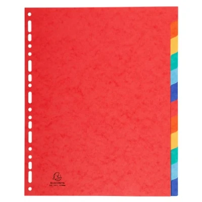 Image de Exacompta Réf. 7034E Intercalaires en véritable carte lustrée souple 225g/m2 FSC® avec 12 onglets neutres Format à classer 320x240 mm couleurs assorties