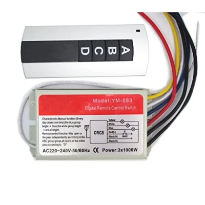 Image de NAMVO Interrupteur mural sans fil et télécommande 220V à trois voies, quatre étapes commutateur numérique de commande distance