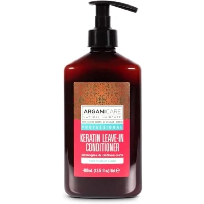 Image de Arganicare Gamme Kératine SOIN DÉFINITION SANS RINÇAGE A la Bio Adoucit et Redéfinit parfaitement vos boucles Restaure Vitalité Haute hydratation Cheveux bouclés 400 mL