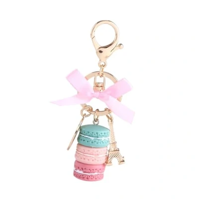 Image de 1pc Porte clés Mignon Coloré en Alliage Forme de Macaron Tour Eiffel Accessoire pour Voiture Décoration ou Sac Pendentif(vert)