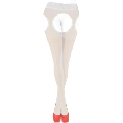 Image de sesto senso Collant Ouvert Femme Sexy 15 Den Bas Pour Porte Jarretelles Trou Entrejambe 4/L Blanc