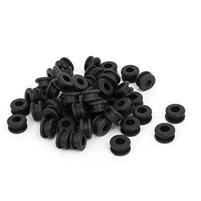 Image de sourcing map Passe Fil Caoutchouc Oeillet Câble Bague étanchéité plat noir joint câblage intérieur 5 mm diam 50pcs