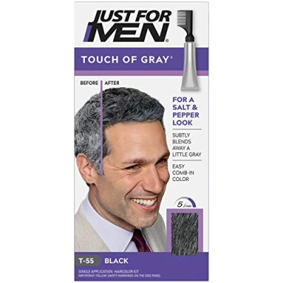 Image de Just for Men Touch of Grey traitement des cheveux, Noir T 55 (paquet de 12)