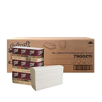Image de Selpak Serviettes en papier professionnelles pliées Z 3200 essuie mains multiplis jetables de 40,6 x 50,8 cm Absorbantes Serviette douce luxe