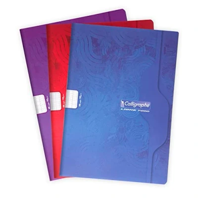 Image de Calligraphe 7121C Un Cahier Agrafé (une Marque de Clairefontaine) A4 21x29,7 cm 48 Pages Grands Carreaux Papier Blanc 70 g Couverture Carte Recyclée Vernie Couleur Aléatoire