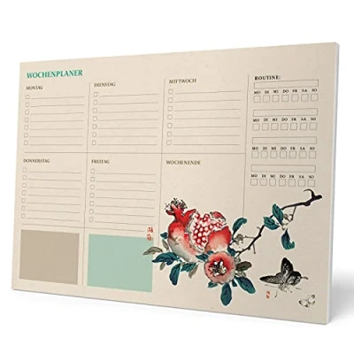 Image de Grupo Erik Bloc Notes A4 Japanese Art, Version Allemande, Semainier, Sous Main Bureau, Planner Hebdomadaire, Papeterie de To Do List, Blocs Mémo, Fournitures Scolaires