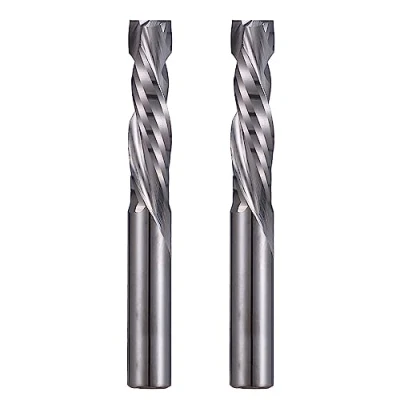 Image de EU_HOZLY Lot de 2 fraises hélicoïdales compression Up&amp;Down Diamètre coupe 6 mm, Tige Longueur 25 Fraise à queue CNC pour sculpture sur bois, gravure