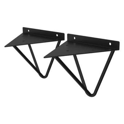 Image de ML Design Lot de 2 Pièces Support d&#039;Étagère, 160mm, en Métal, Noir, Forme Triangulaire, Industriel, Équerre d&#039;Étagère Flottante pour Projets Bricolage, Matériel Montage Mural Inclus