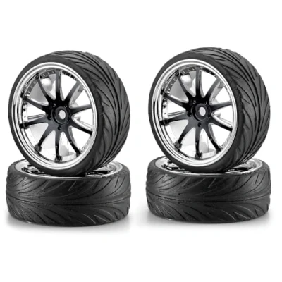Image de Carson 500900080 1:10 Big Wheel Set 02 10rayons Noir/Chrome (4) Accessoires pour modèles réduits, pièces détachées, Tuning, Jeu de pneus, Multicolore, Grand