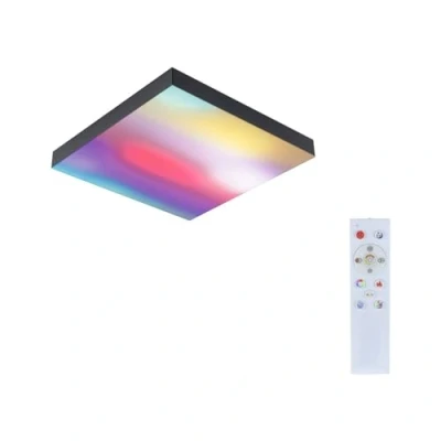 Image de Paulmann 79907 Velora Rainbow Panneau LED carré avec Plafonnier noir à intensité variable 1 x 13,2 W DynamicRGBW 3000 K, Métal, black, ▭ 295x295mm