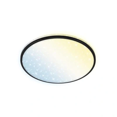 Image de BRILONER Plafonnier LED plat Smart Home, fonctionne avec Alexa, télécommande, lampe, plafonnier, lampe de salon, panneau LED, chambre, 49x7,7 cm, noir