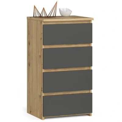 Image de AKORD Commode Tiroirs à roulettes Fonctionnel Idéal en Set Robuste Design Universe l Chêne ArtisanalChêne Artisan &amp; Façade Gris Graphite