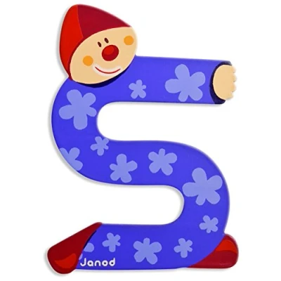 Image de Janod Letter S B004XS8HTQ Lettre Clown en Bois, J04560, Multicolore, Unique