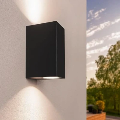 Image de Ledvion Applique Murale Extérieure Dimmable Deux Faces IP54 Raccord GU10 Noir Convient pour l&#039;intérieur et l&#039;extérieur