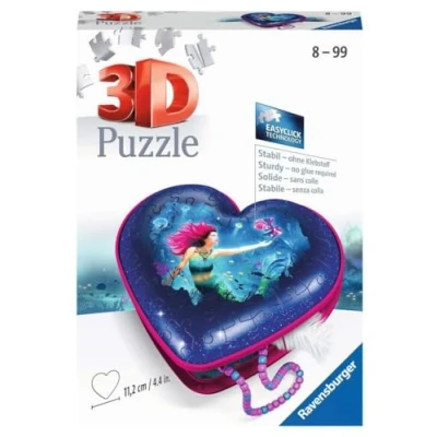 Image de Ravensburger Herzschatulle Bezaubernde Meerjungfrauen sirènes Puzzle 3D 11249 Boîte en Forme de cœur Adorables 54 pièces À partir 8 Ans, 11249, Blanc