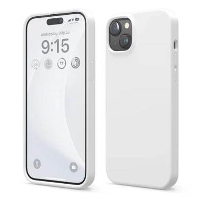 Image de elago Coque Silicone Liquide Compatible avec iPhone 15 Plus, Qualité Supérieure, Protection Intégrale [Structure Antichoc 4 Couches], Doublure Microfibre Douce Anti Rayures (Blanc)