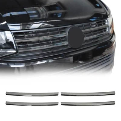 Image de Moulure de Grille Calandre Compatible avec VW T6 Transporter 2015 2023, Garniture Baguette en Acier Inoxydable Argent Foncé