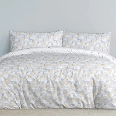 Image de Sleepdown Circle Geo Parure de Lit réversible avec Housse Couette et taies d&#039;oreiller Doux Facile d&#039;entretien Ocre Double (200 x 200 cm)