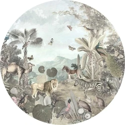 Image de Komar Dot D1 028 Utopia Papier peint photo non tissé rond et autocollant Motif jungle Ø 125 cm
