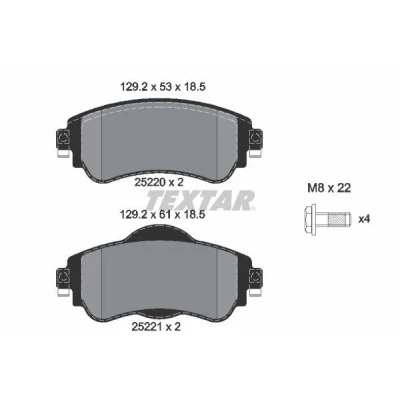 Image de TEXTAR 2522001 Jeu de plaquettes frein non préparé pour indicateur d&#039;usure avec vis d&#039;étrier CITROËN: C4 II 5 portes, DS4 portes