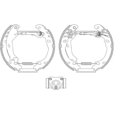 Image de HELLA Shoe Kit Pro 8DB 355 005 261 de freins, freins à tambours avec cylindre roue, élément d&#039;ajustage FIAT: 500 3 portes