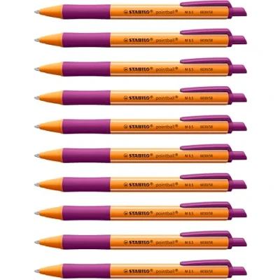 Image de Stylo bille STABILO pointball Lot x 10 stylos billes rechargeables Lilas
