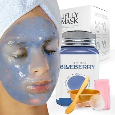 Image de BRÜUN Masque professionnel hydrogel Peel Off Premium Modeling Blueberry Burst Jar Gums Mask en poudre Idéal pour les esthéticiennes Spa Skincare Hydro Face