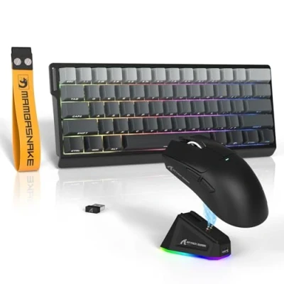 Image de ATTACK SHARK x MAMBASNAKE X11 Souris avec X60HE Clavier Gaming Magnétique, Combo et Sans Fil, BT/2.4G/USB C, Déclenchement Rapide, 8K Polling Rate, 22000 DPI, Ultra Légère Noir