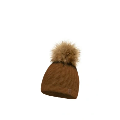 Image de VIVISENCE Bonnet Femme pour L&#039;automne Et l&#039;hiver Classique Élégant avec Pompon en Fausse Fourrure Chaud Idéal Les Jours Froids Cadeau Parfait 7041, Bronze,Taille Unique