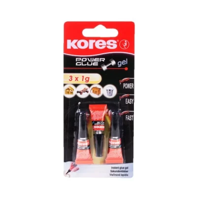 Image de KORES colle instantanée &quot;PowerGlue&quot; en gel, 3 tubes de 1 ml,