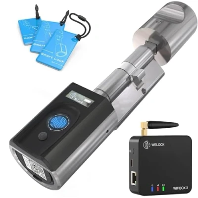 Image de WELOCK Touch41WiFiBox serrure Connectée,serrure biometrique avec WiFi(avec WiFiBox),serrure empreinte digitale RFID carte,Bluetooth, connectee porte entree,Smart Lock facile à Installer