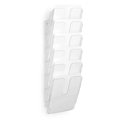 Image de Durable Flexiplus Duo Distributeur de brochures Transparent Format portrait 6 compartiments avec 2 kits fixation