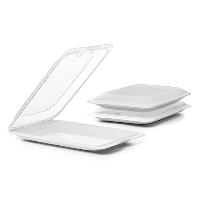 Image de TATAY Ensemble de 3 Boîtes a Charcuterie Fresh, Sans BPA, Réutilisable, Empilable, Passe au Lave vaisselle et Micro ondes, Couleur Blanc Parchemin. Dimension 17 x 3,2 25,2 cm
