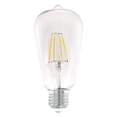 Image de Eglo ampoule LED E27, lampe classique en forme de piston, éclairage rétro, 7 watts (correspond à 60 watts), 806 lumens, blanc chaud, 2700 Kelvin, Edison ST64, Ø 6,4 cm
