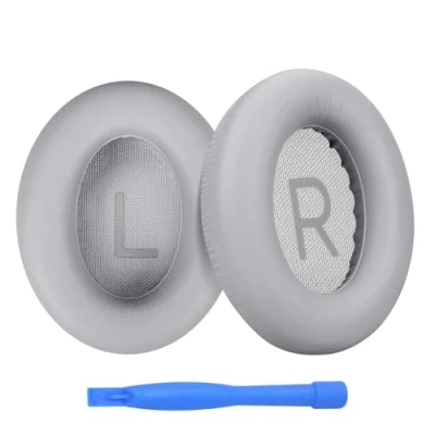 Image de Remplacement Coussinets d&#039;oreille pour Bose NC700 / 700 Noise Cancelling Casque par MMOBIEL Memory Foam et Protein PU Coussinet de Rechange Gris Clair