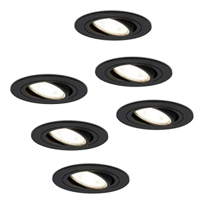 Image de HOFTRONIC Spot LED encastrable 230 V orientable à intensité variable noir 4000 K blanc neutre 6 spots encastrables au plafond x 400 lm IP20 pour intérieur plafond, salon et bureau