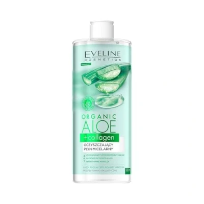 Image de Eveline Cosmetics Eau Micellaire Purifiante Bio Aloe+Collagène avec Système Hydra Profond, Formule 3 en 1, Enrichie Collagène d&#039;Acacia, Acide Hyaluronique &amp; de Coco 500 ml