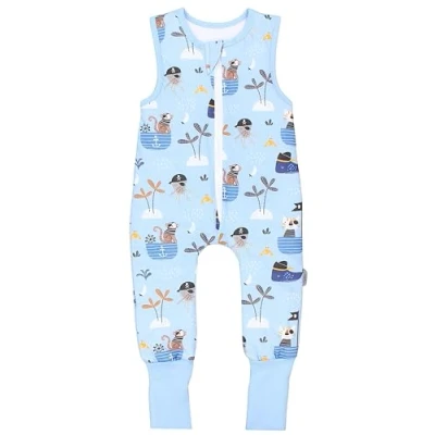 Image de TupTam Gigoteuse Bébé Hiver avec Pieds, certifiée OEKO TEX, 2,5 TOG, Unisexe, Pirates bleu pied retournable, 92 98
