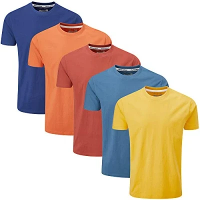Image de Charles Wilson Pack de 5 T Shirts Unis à Col Rond (3X Large, Orange Sunset)