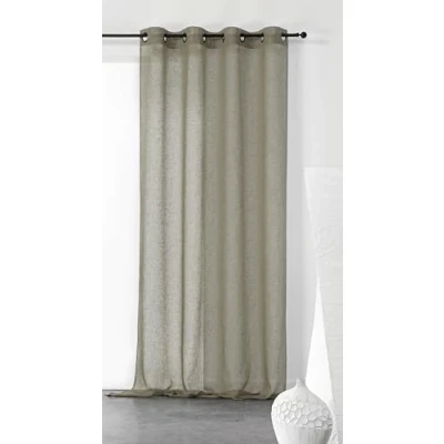 Image de LINDER Voilage uni et tamisant en Poly/Lin Polyester Kaki 240 x 150