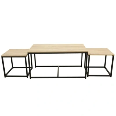 Image de HOME DECO FACTORY X3 Seattle Mobilier Bureau Table Basse Appoint, Polyester, Noir Bois, 90 x 50 45