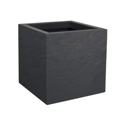 Image de EDA Pot Carré Volcania&#039;Up 21 L Décor Imitation Pierre Simple Paroi Zone de Rétention d&#039;Eau 29,5 x cm Gris galet