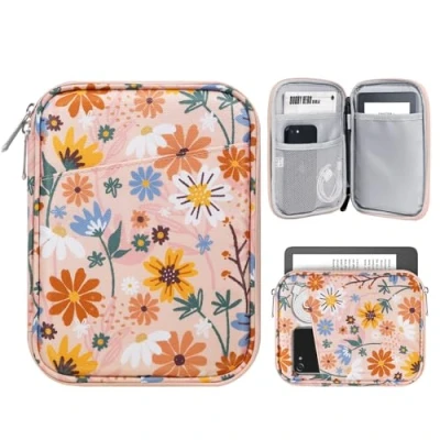 Image de TiMOVO 6 7 Pouces Housse pour Tablette Kindle Paperwhite et Colorsoft Signature Edition, Protectrice avec Pochette E Reader/Kindle Oasis, Fleur Jaune