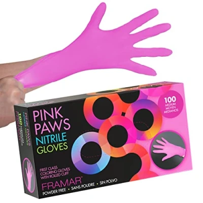 Image de FRAMAR Gants Jetables Rose Nitrile M, Gant Jetable Latex, Menage, Cuisine Jetables, De Cuisine, Vinyle, Ménage, Latex M 100