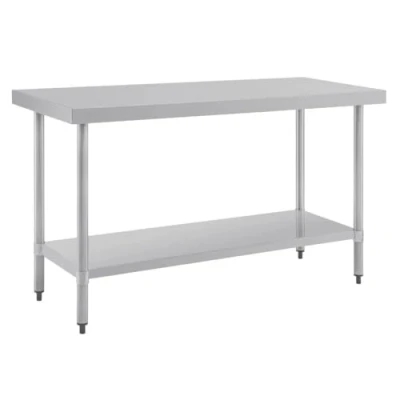 Image de Vogue Table en acier inoxydable poli 1500 x 600 mm, auto assemblage emballé à plat, taille: 900 (H) (L) (P) étagère réglable hauteur, T377