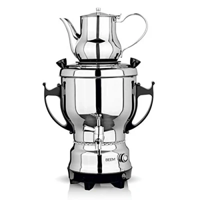 Image de BEEM Tea Classic Samovar 3L Acier Inoxydable Grande théière Aussi pour la Restauration avec Robinet de vidange en Régulateur température réglable 1 L