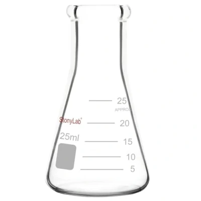 Image de stonylab 1 Paquet Erlenmeyer Fiole en Verre Borosilicate, Flask à Paroi Épaisse avec Bord Résistant 25ml