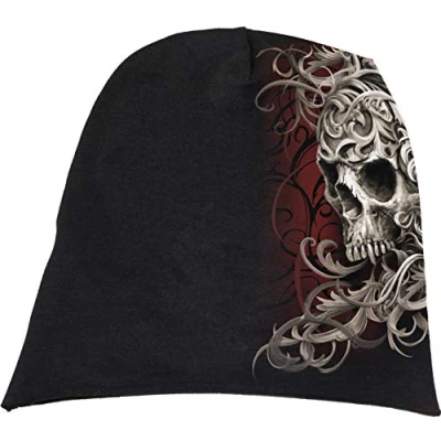 Image de Spiral Skull Shoulder Wrap Bonnet Coton léger Noir